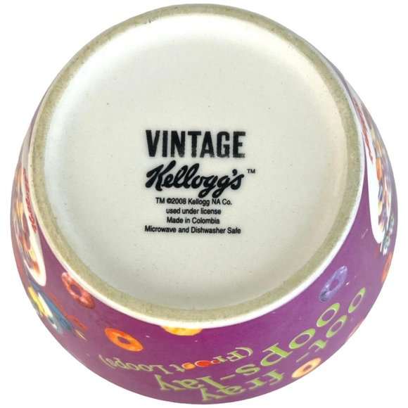 Vintage Kelloggs Froot Loop Cereal Bowl Oot-fray Oops-lay Ceramic Retro Toucan - Picture 6 of 6